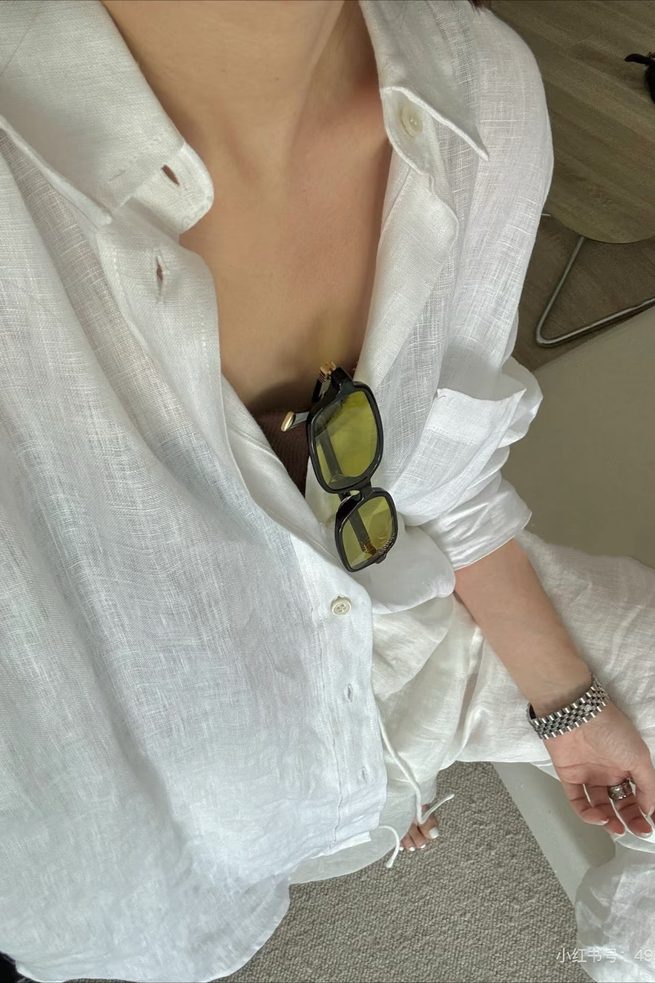 SOERA Beatrice Linen Loose Fit Long Sleeve Blouse - Blouse - White S
