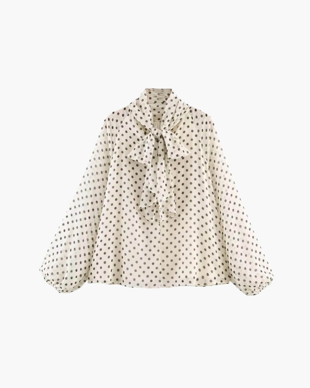 SOERA Sofia High Collar Polka Dot Blouse - Blouse - White M