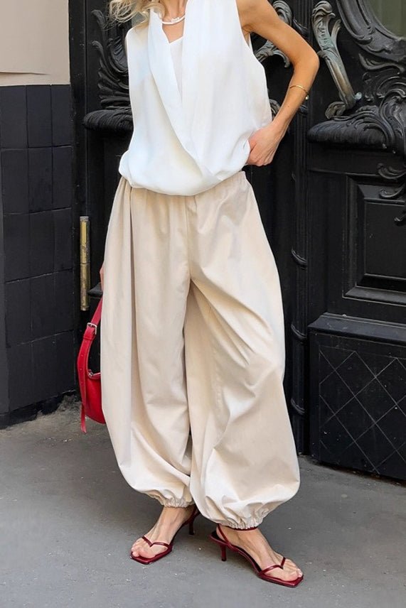 SOERA Inga Elastic Waist Baggy Pants - Bottoms - Cream S