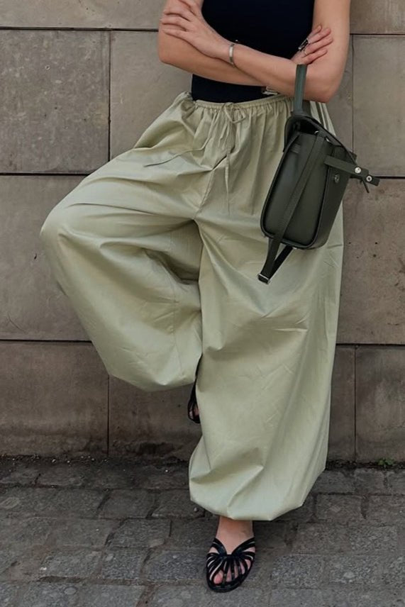 SOERA Inga Elastic Waist Baggy Pants - Bottoms - Saige Green S