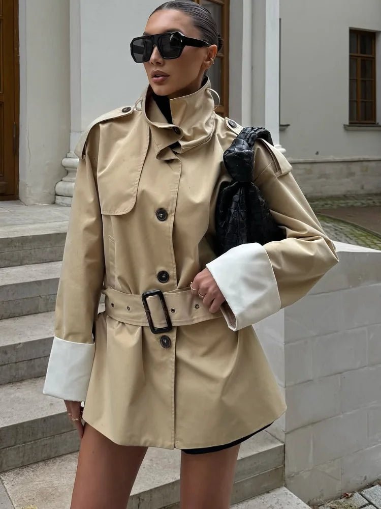 SOERA Brenda Contrast-Cuff Trench Jacket - Coats & Jackets - 1005010739339130-;Tx1772135167150166440 S