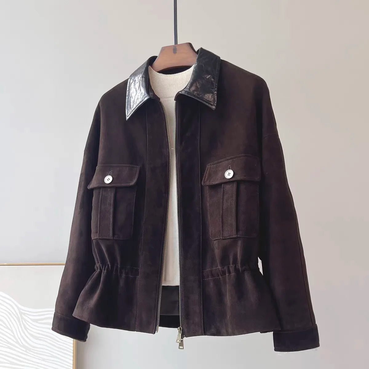 SOERA Sharmaine Slim Fit Suede Jacket - Coats & Jackets - Brown S