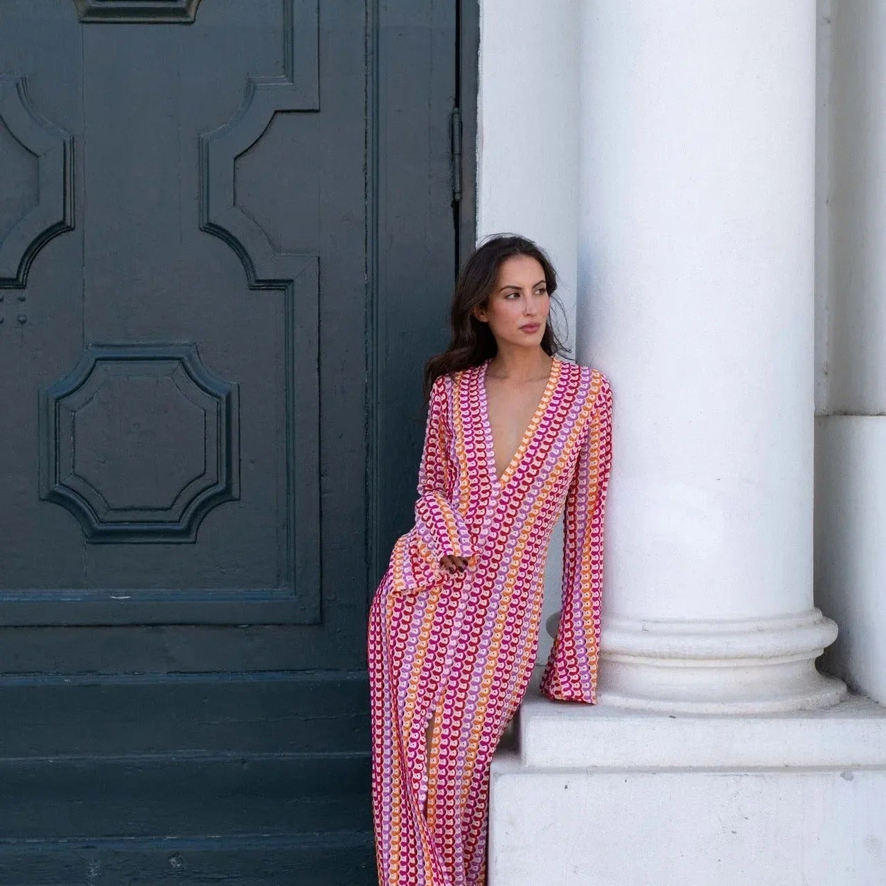 SOERA Beatrice Crochet Stripe Maxi Dress - Dress - SOERA-367811-S-LOTUS-21955 Pink S