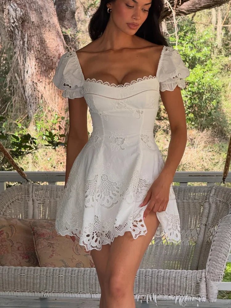 SOERA Beatrice Lace Hollow-Out Mini Dress - Dress - XS