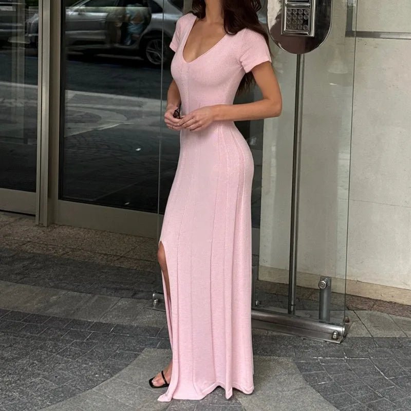 SOERA Bernadette Ribbed Knit Maxi Dress - Dress - Pink S