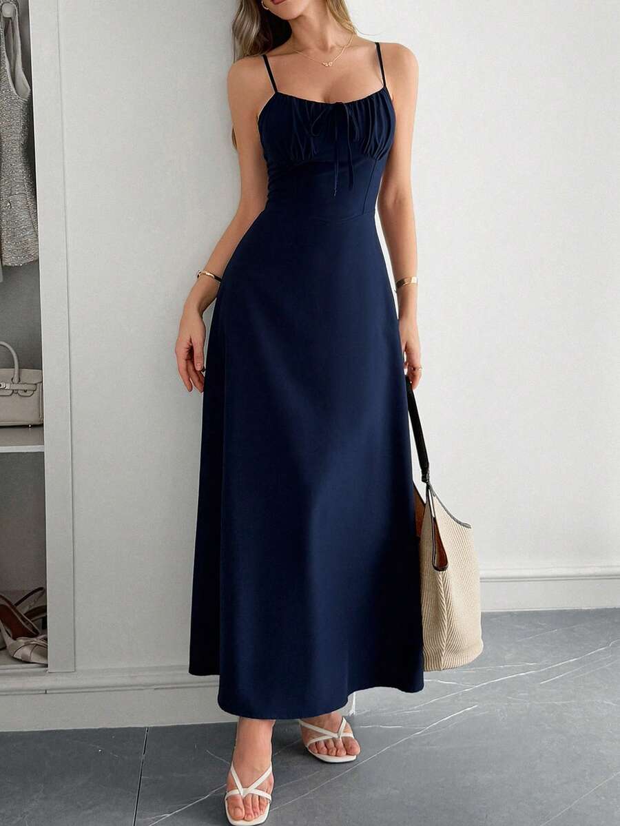 SOERA Bianca Ruched Waist Maxi Dress - Dress - Navy Blue XS