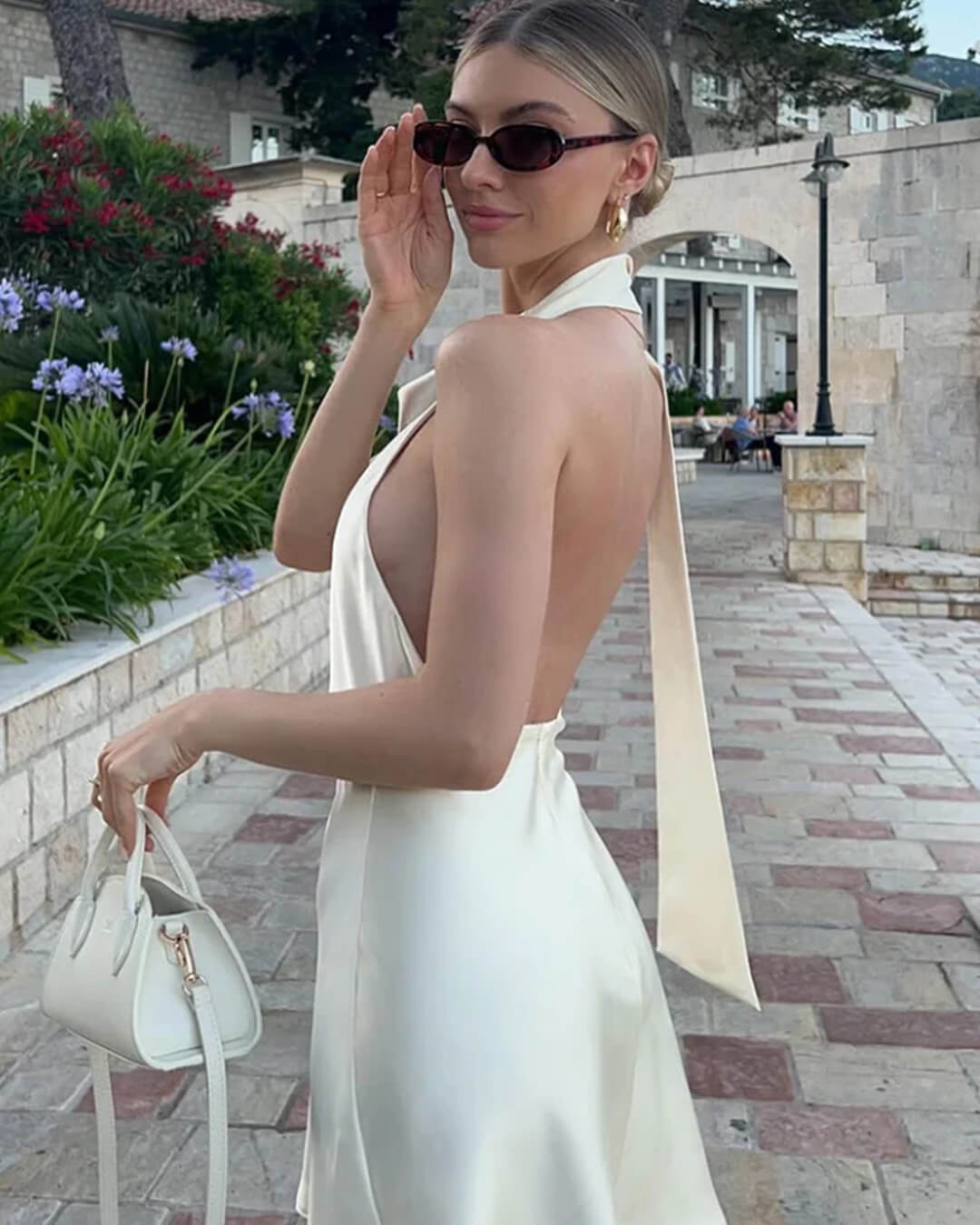 SOERA Bianca Satin Backless Mini Dress - Dress - SOERA-110531-WHI-M-75843 White M