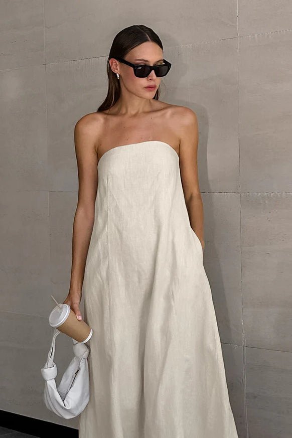 SOERA Bianca Strapless Backless Maxi Dress - Dress - Khaki S