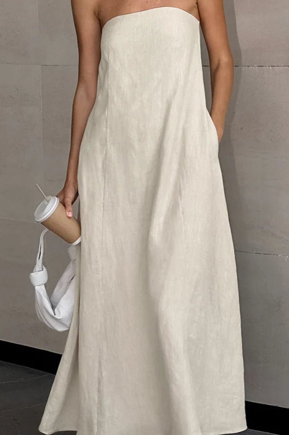 SOERA Bianca Strapless Backless Maxi Dress - Dress - Khaki XL