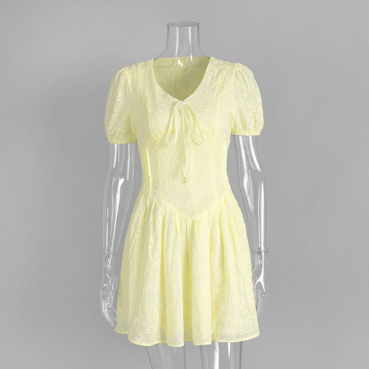 SOERA Bianca V - Neck Puff Sleeve Mini Dress - Dress -