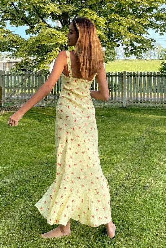 SOERA Erich Flared Ruffle Floral Dress - Dress - SOERA-665347-YEL-S-05539 Yellow S