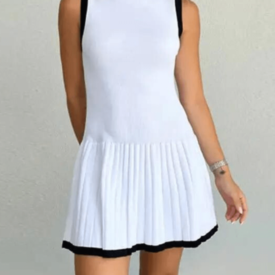 SOERA Margot Drop-Waist Contrast Knit Dress - Dress - SOERA-829443-WHI-S-37635 White S