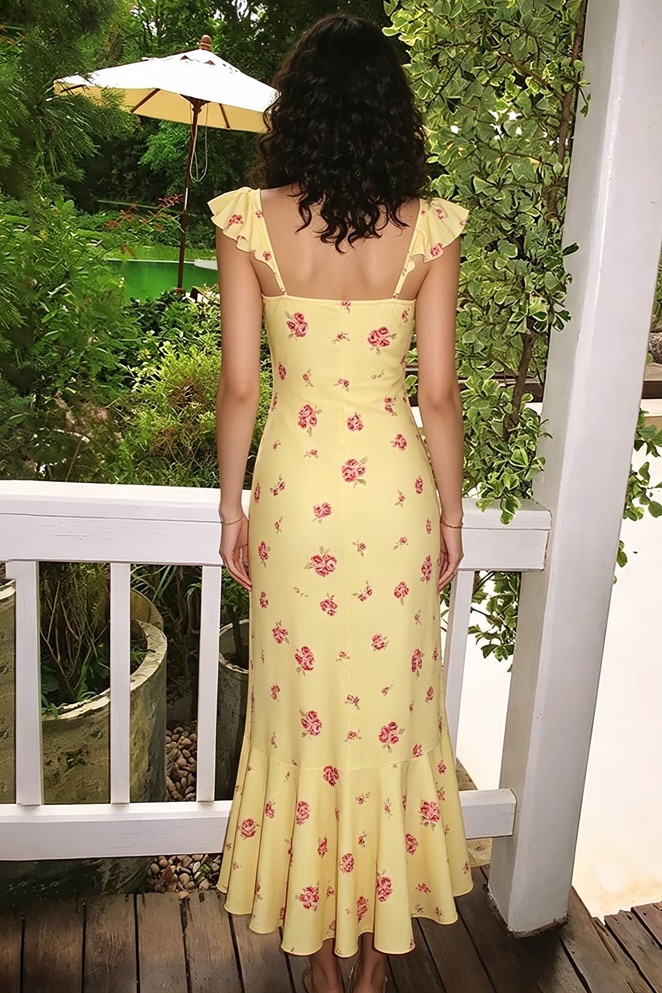 SOERA Marigold Floral Slip Midi Dress - Dress - Yellow M