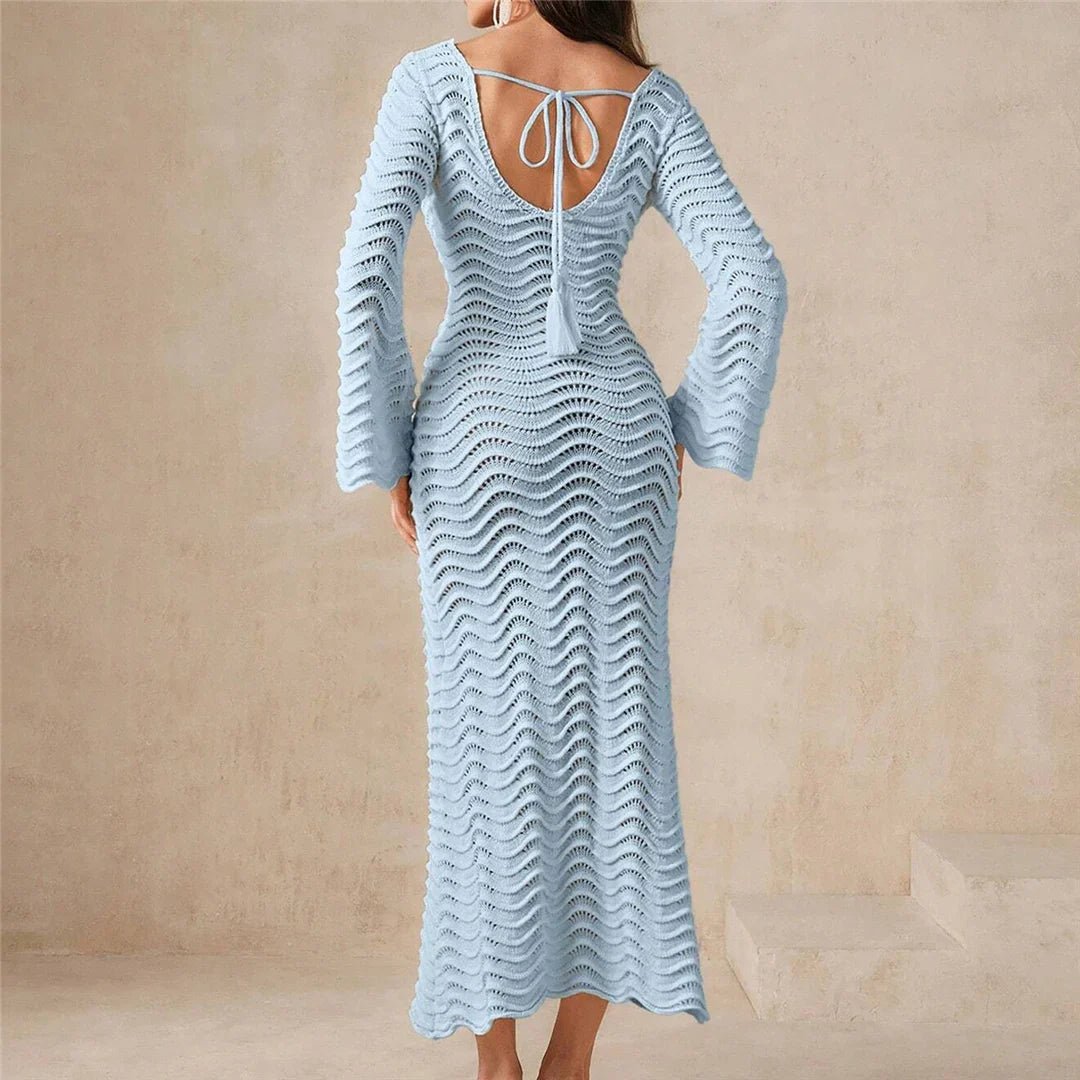 SOERA Arabella Lace-Up Knit Maxi Dress - Dresses - Blue M