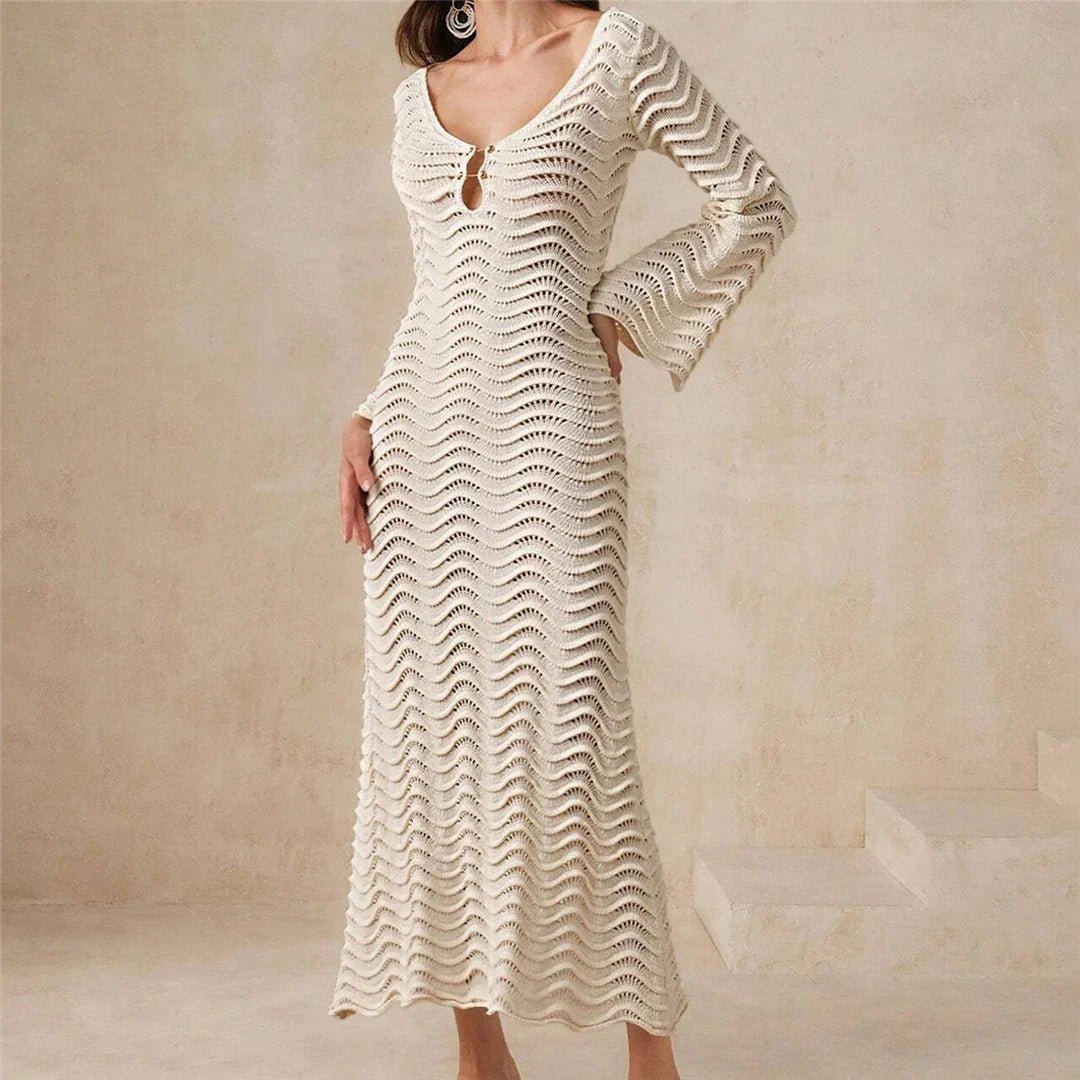 SOERA Arabella Lace-Up Knit Maxi Dress - Dresses - Blue M