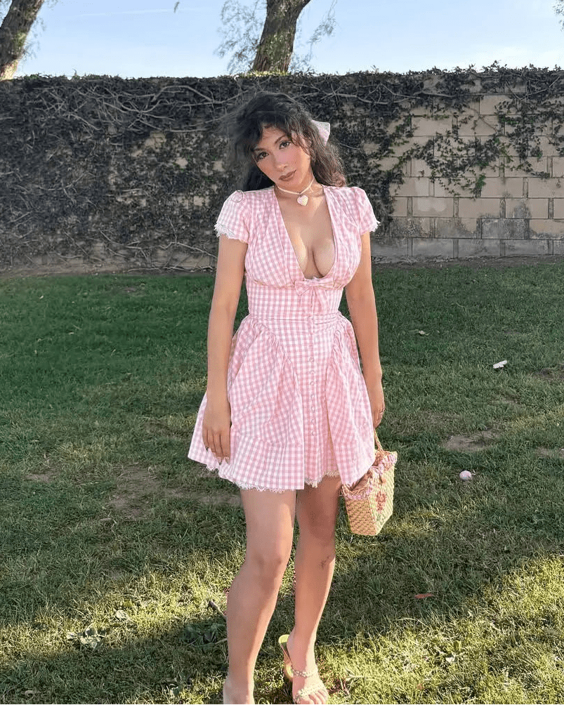 SOERA Beatrice Bow V-Neck Mini Dress - Dresses - Pink M