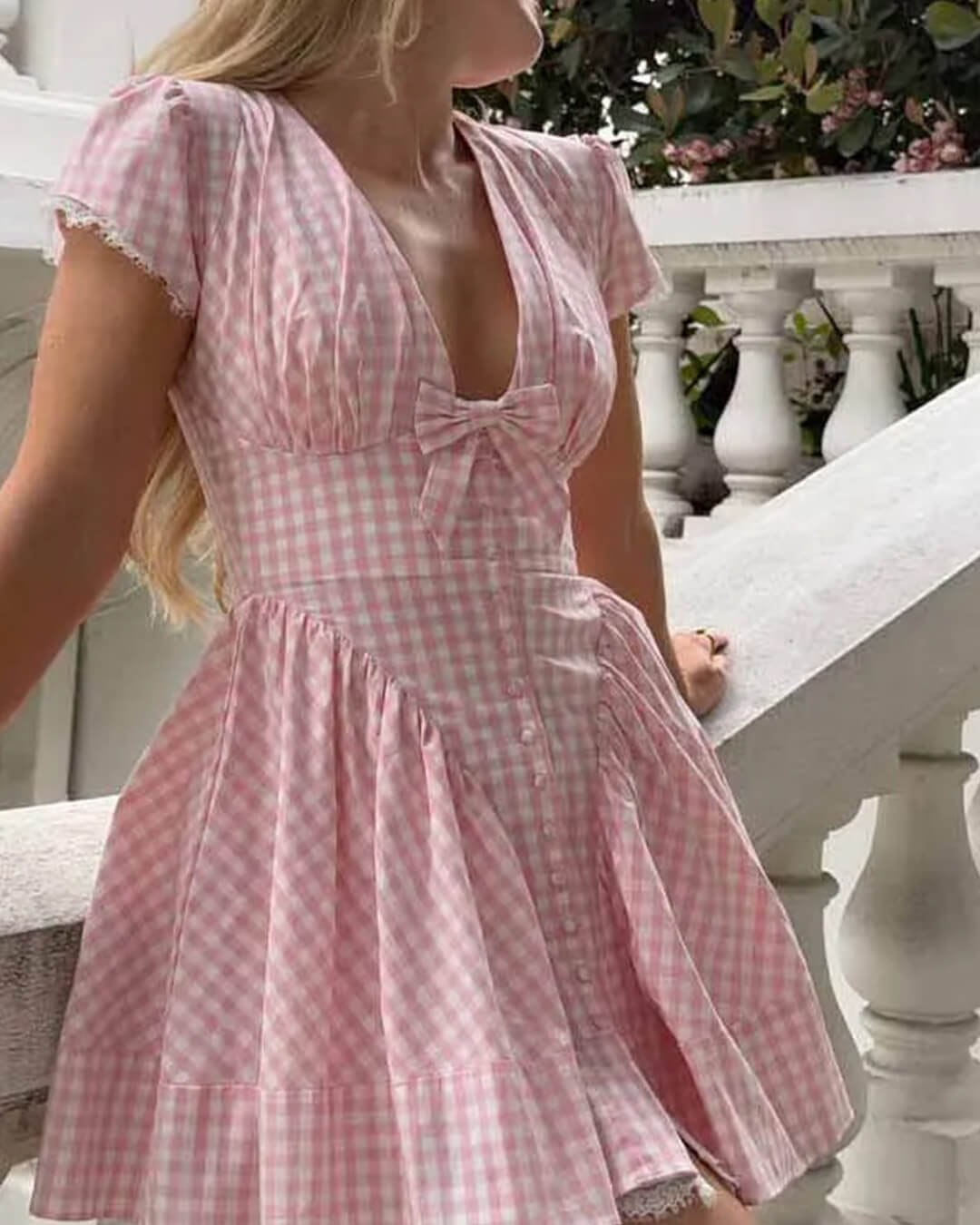 SOERA Brittany Plaid Ruffle Mini Dress - Dresses - Pink S