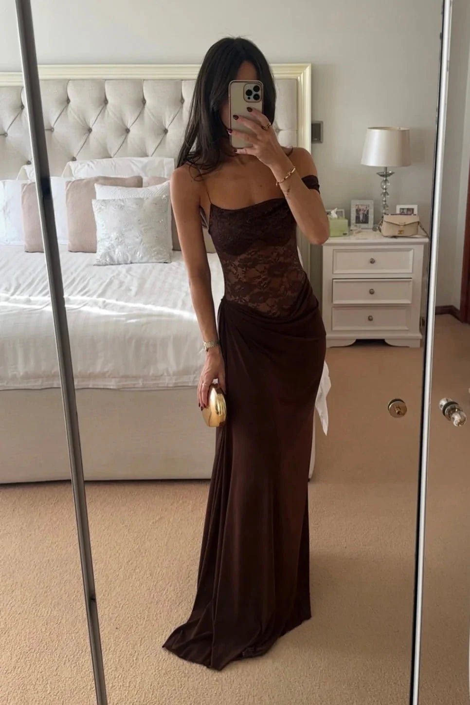 SOERA Emily Lace Maxi Summer Dress - Dresses - Brown M
