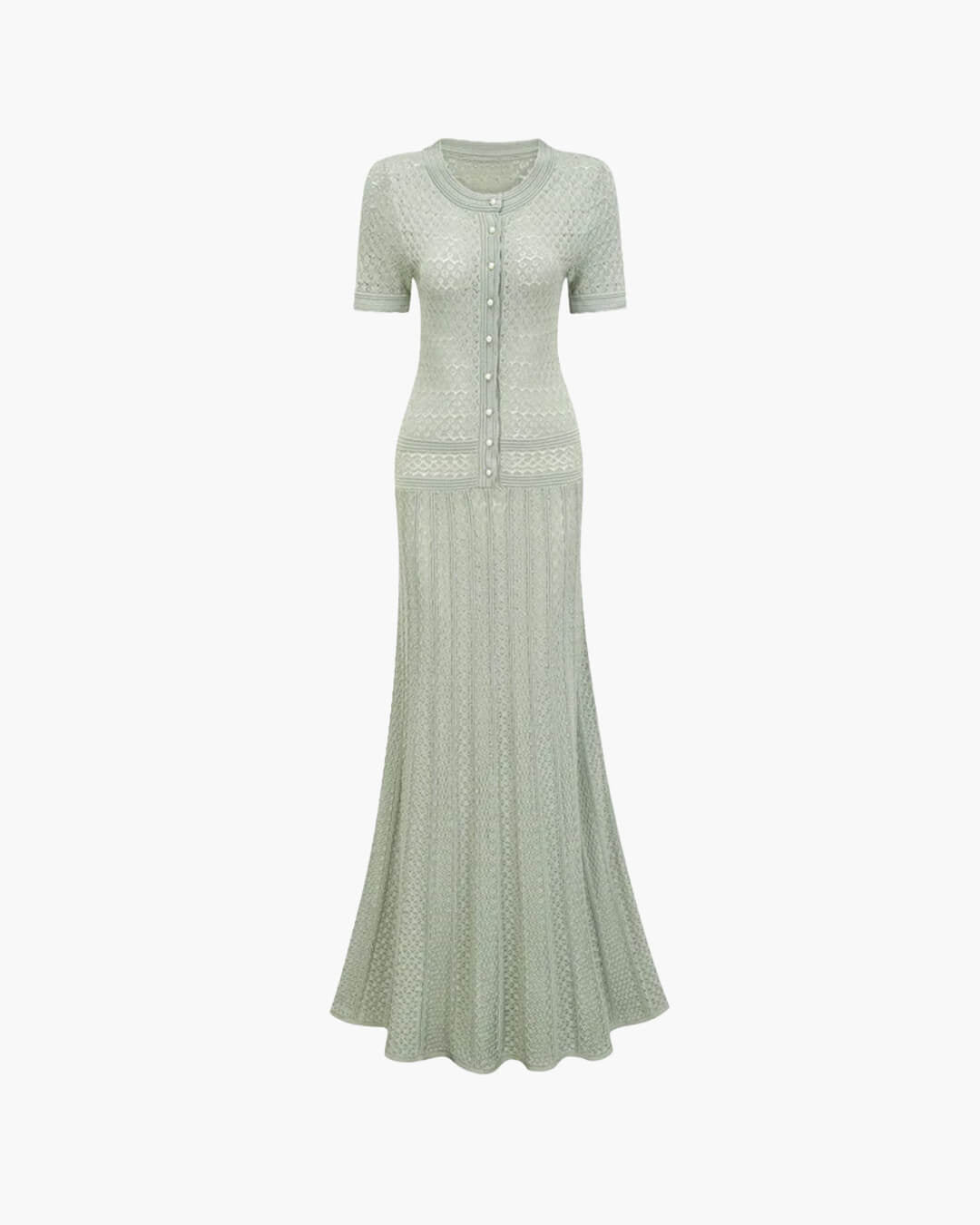 SOERA Jeriza Knitted Half - Button Midi Dress - Dresses - Mint Green XS