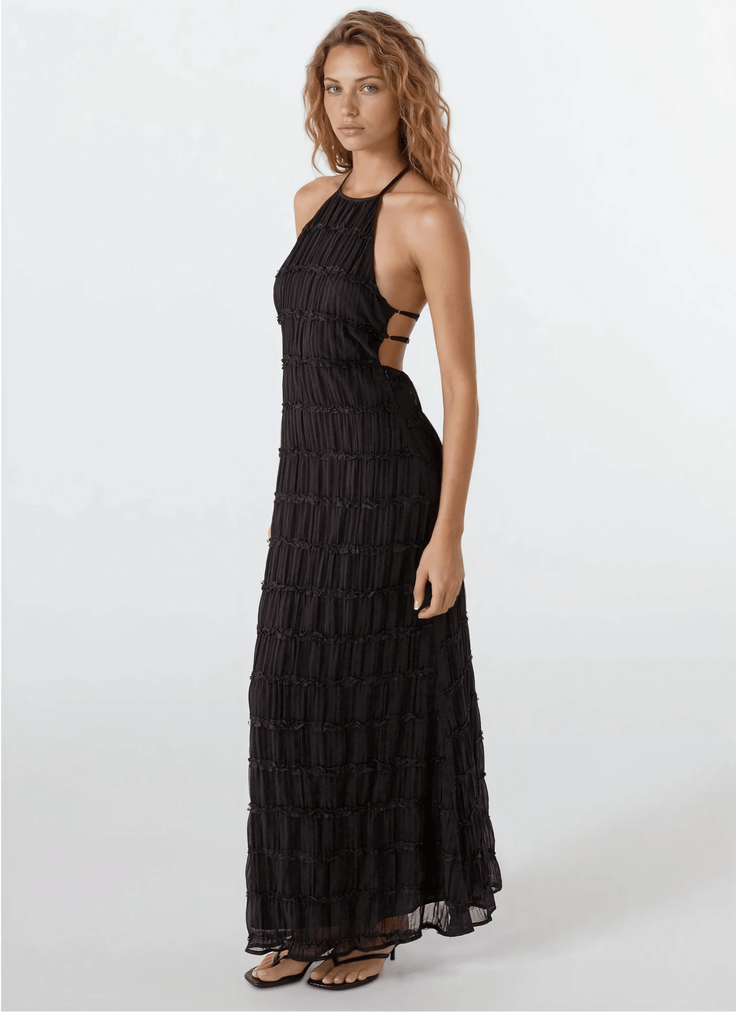 SOERA Leslie Backless Sculpted Texture Maxi Dress - Dresses - Black S