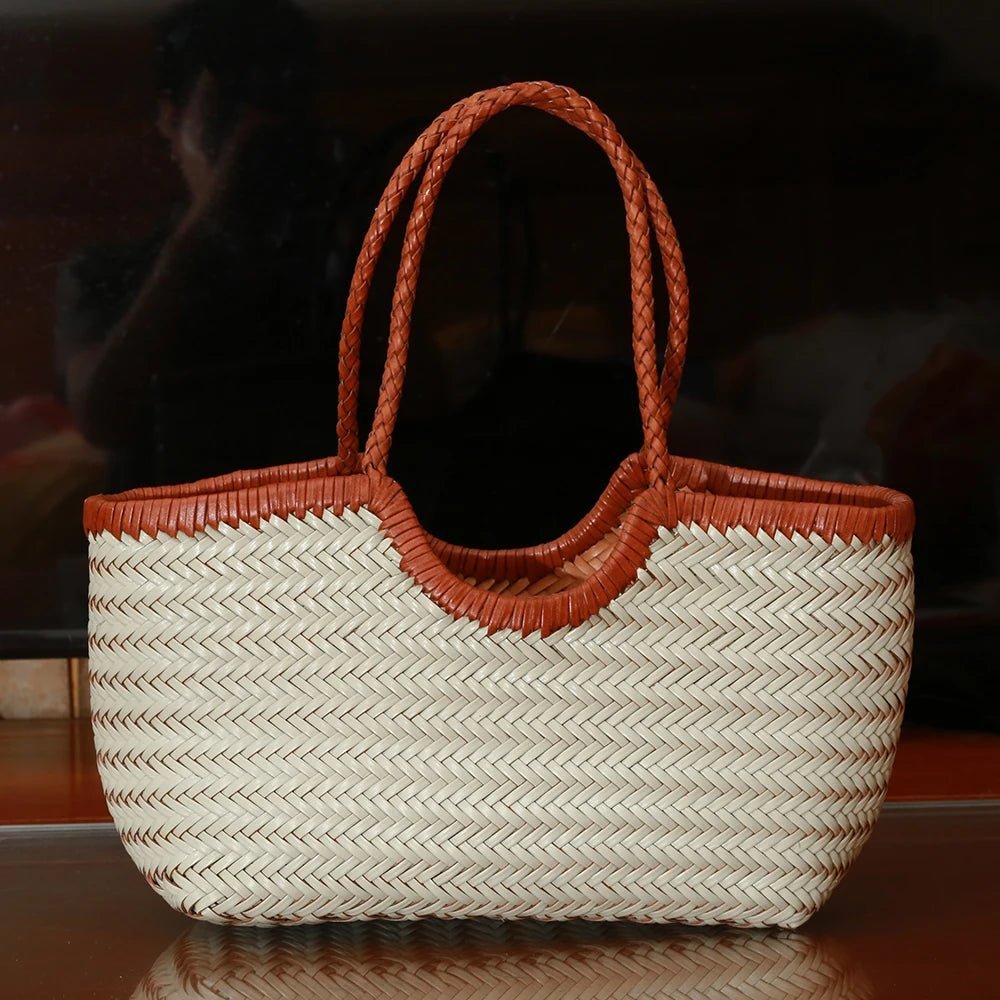 SOERA Bianca Handwoven Leather Tote Bag - Handbags - Off - White Small