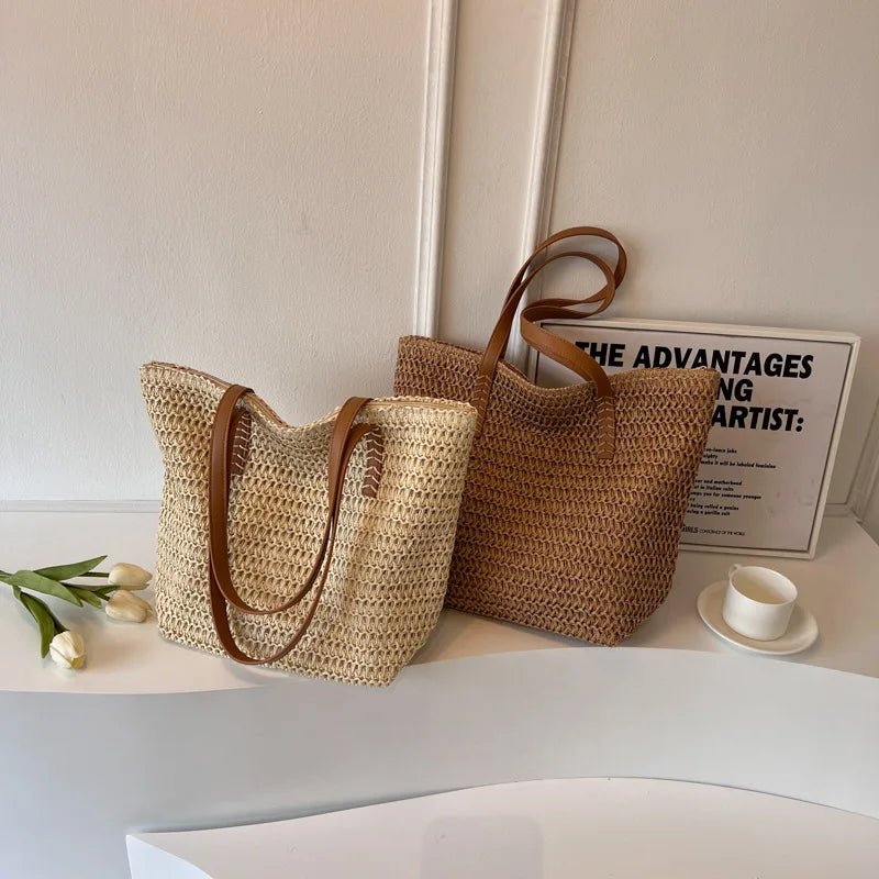 SOERA Celeste Woven Straw Beach Tote - Handbags - Beige