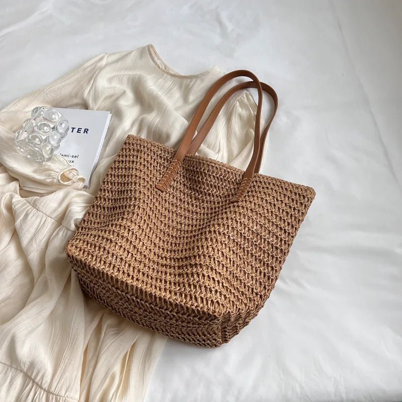 SOERA Celeste Woven Straw Beach Tote - Handbags - Brown