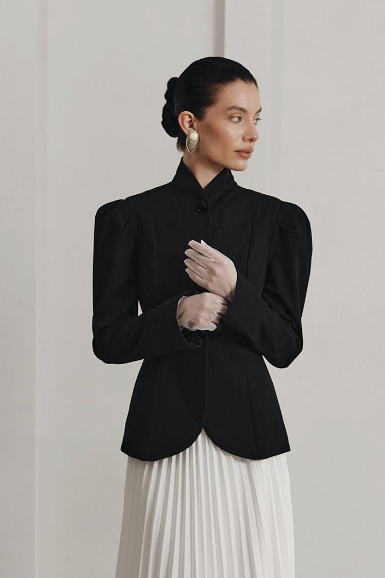 SOERA Aira Stand Collar Flared Blazer - Jackets - HO1770383550825792032 S