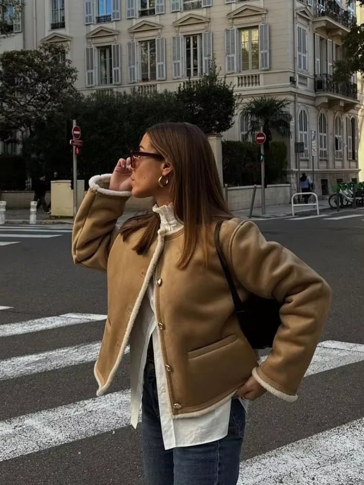 SOERA Aralyn Faux Fur Suede Coat - Jackets - 1005009972956325-;Nx1764887228032479084 Beige M