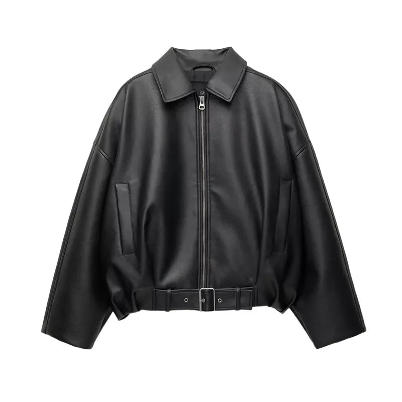 SOERA Carine Leather Moto Jacket - Jackets - 1005010155324280-;RQ1770303445159538116 Black M