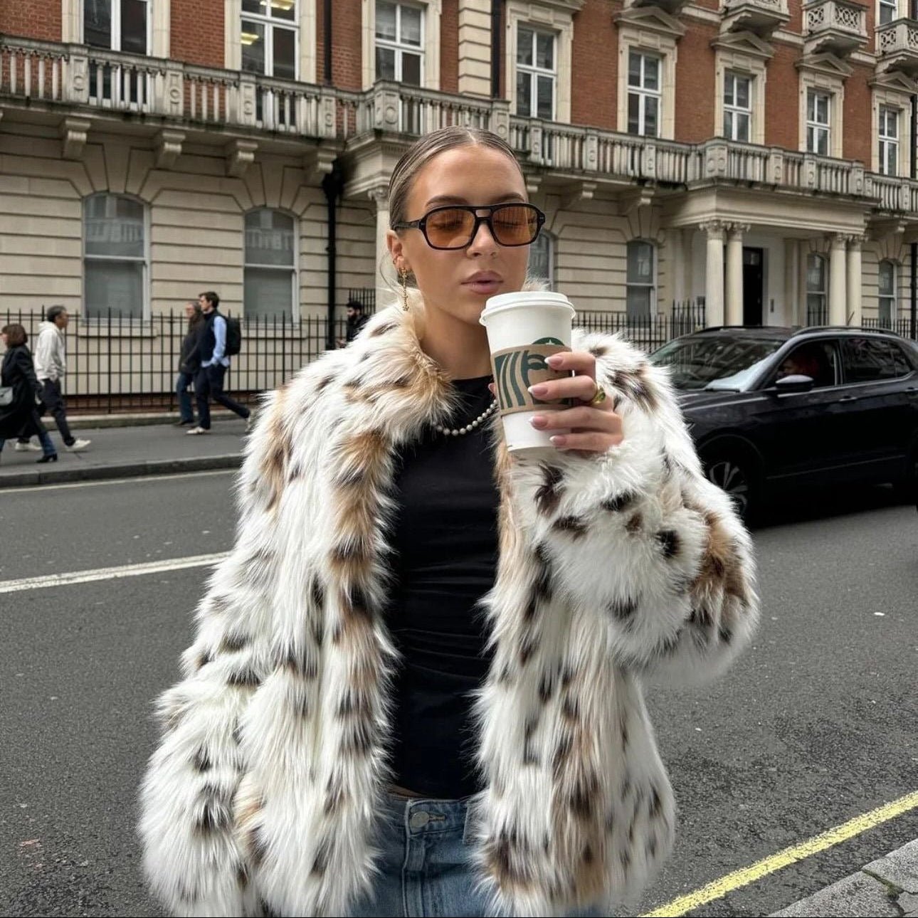 SOERA Celeste Leopard Faux Fur Coat - Jackets - um1764442362185470010 White Leopard XS