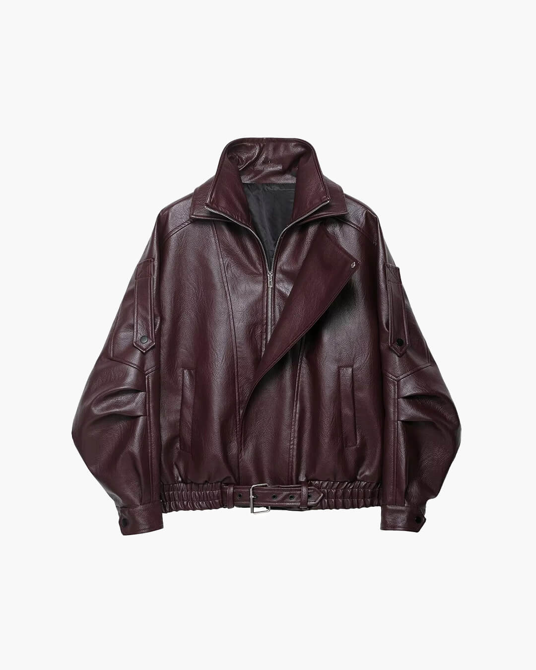 SOERA Denise Belted Leather Jacket - Jackets - Burgundy S