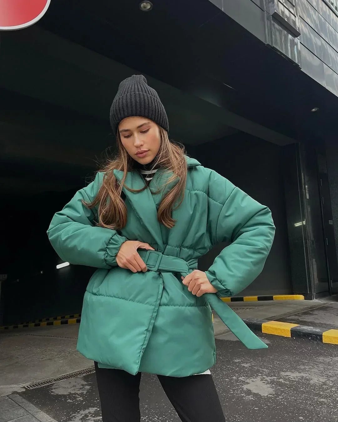 SOERA Jaime Belted Puffer Jacket - Jackets - 1005007472734778-;er1766488746261520049 Green S