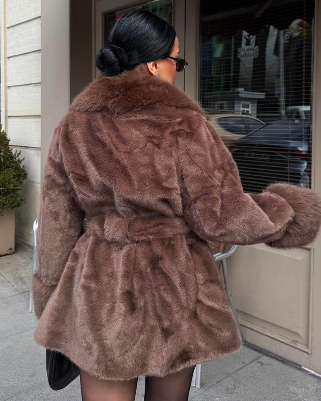 SOERA Jessa Faux Fur Trim Coat - Jackets - Black M