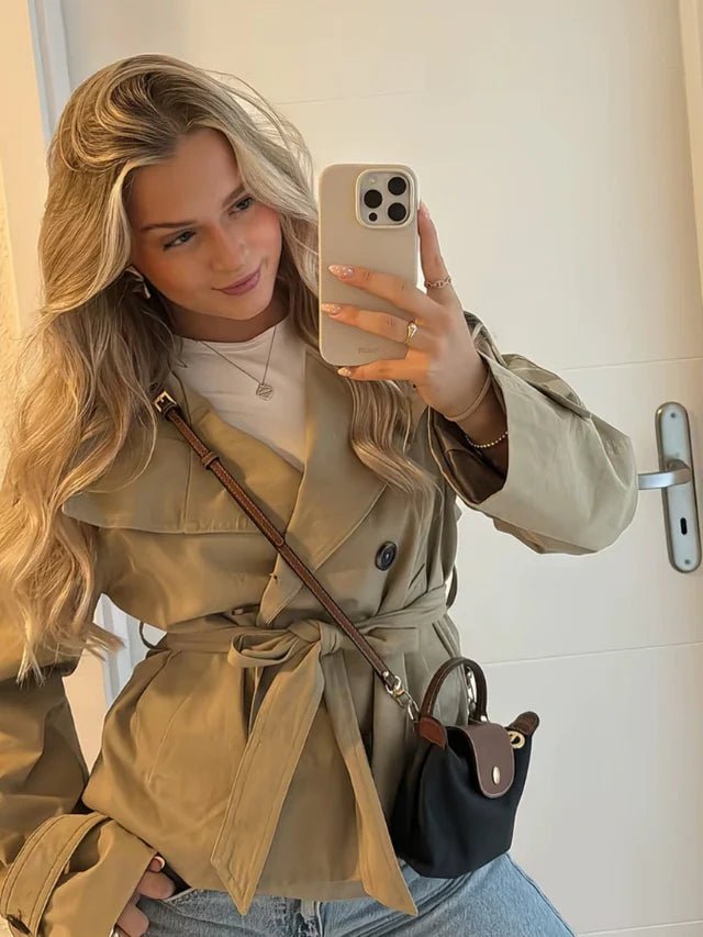 SOERA Thea Belted Short Trench Coat - Jackets - Camel XS