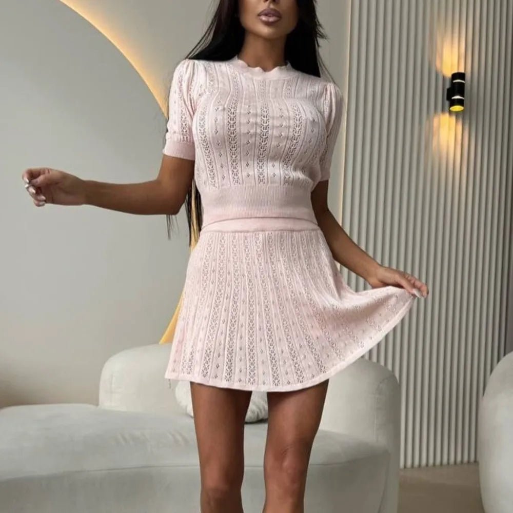 SOERA Beatrice Two-Piece Short Skirt Suit Set - Matching Sets - Pink XS