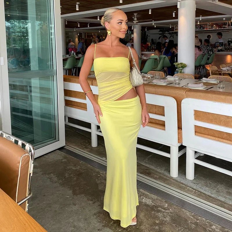 SOERA Bianca Two-Piece Crop Dress Set - Matching Sets - Yellow XS