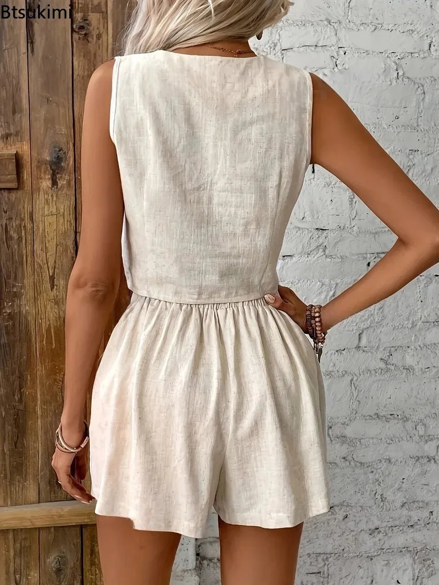 SOERA Lumi Cotton Linen Two Piece Set - Matching Sets - Beige S