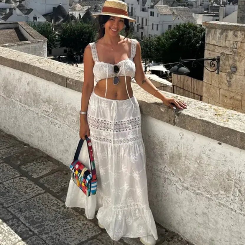 SOERA Margot Bohemian Crop Top Maxi Skirt Set - Matching Sets - Off Shoulder S