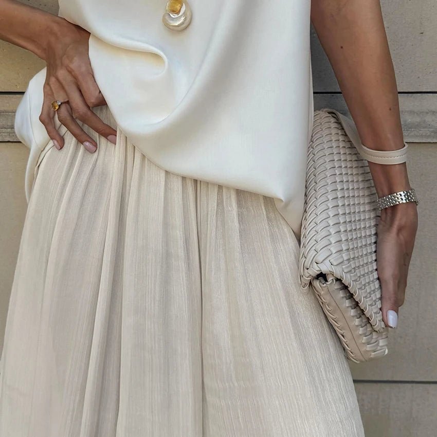 SOERA Beatrice Sheer Elastic Waist Flare Trousers - Pants - M