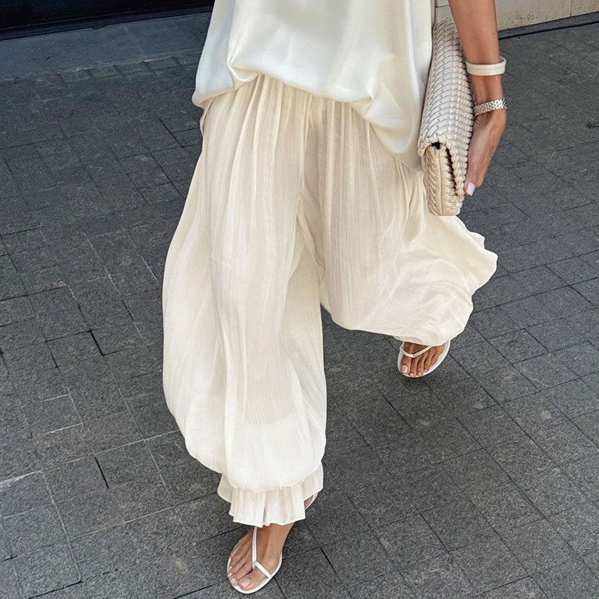 SOERA Beatrice Sheer Elastic Waist Flare Trousers - Pants - S