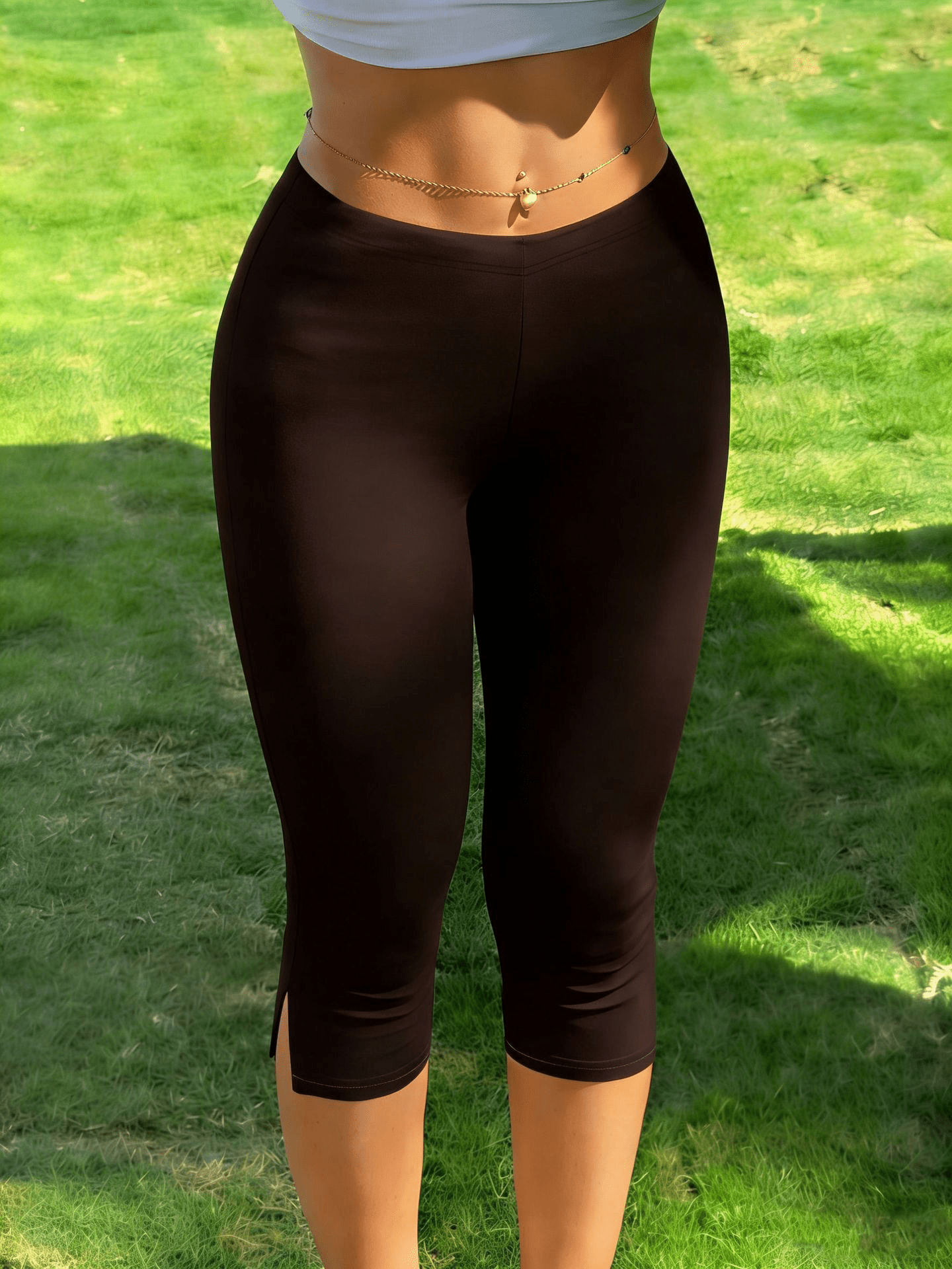 SOERA Halia Split Hem Capri Leggings - Pants - Coffee S