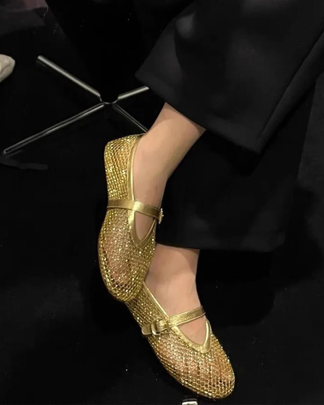 SOERA Elena Mesh Ballet Flats - Shoes - Gold 36