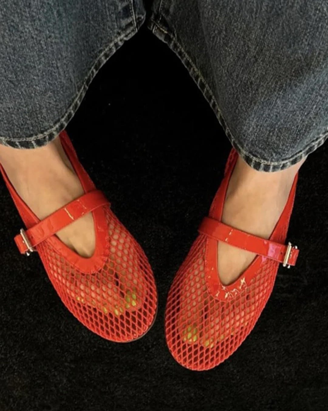 SOERA Elena Mesh Ballet Flats - Shoes - Red 36
