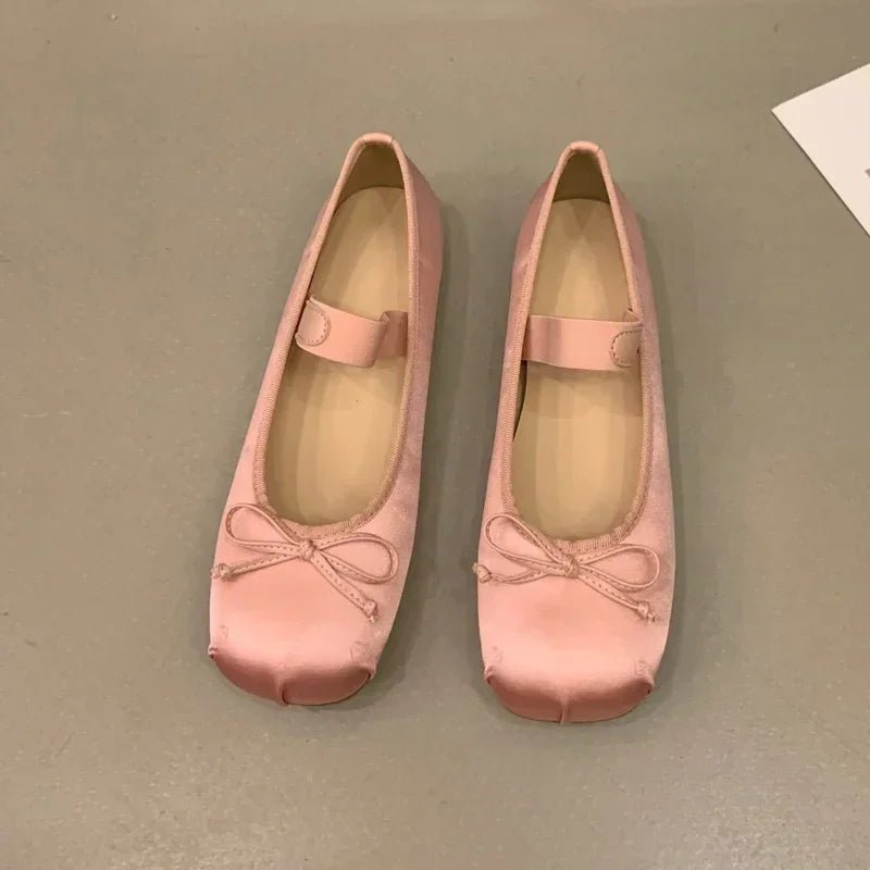 SOERA Pamela Bowtie Satin Ballet Flats - Shoes - 1005006308783003-;Og1772045931428095348 Silver 35