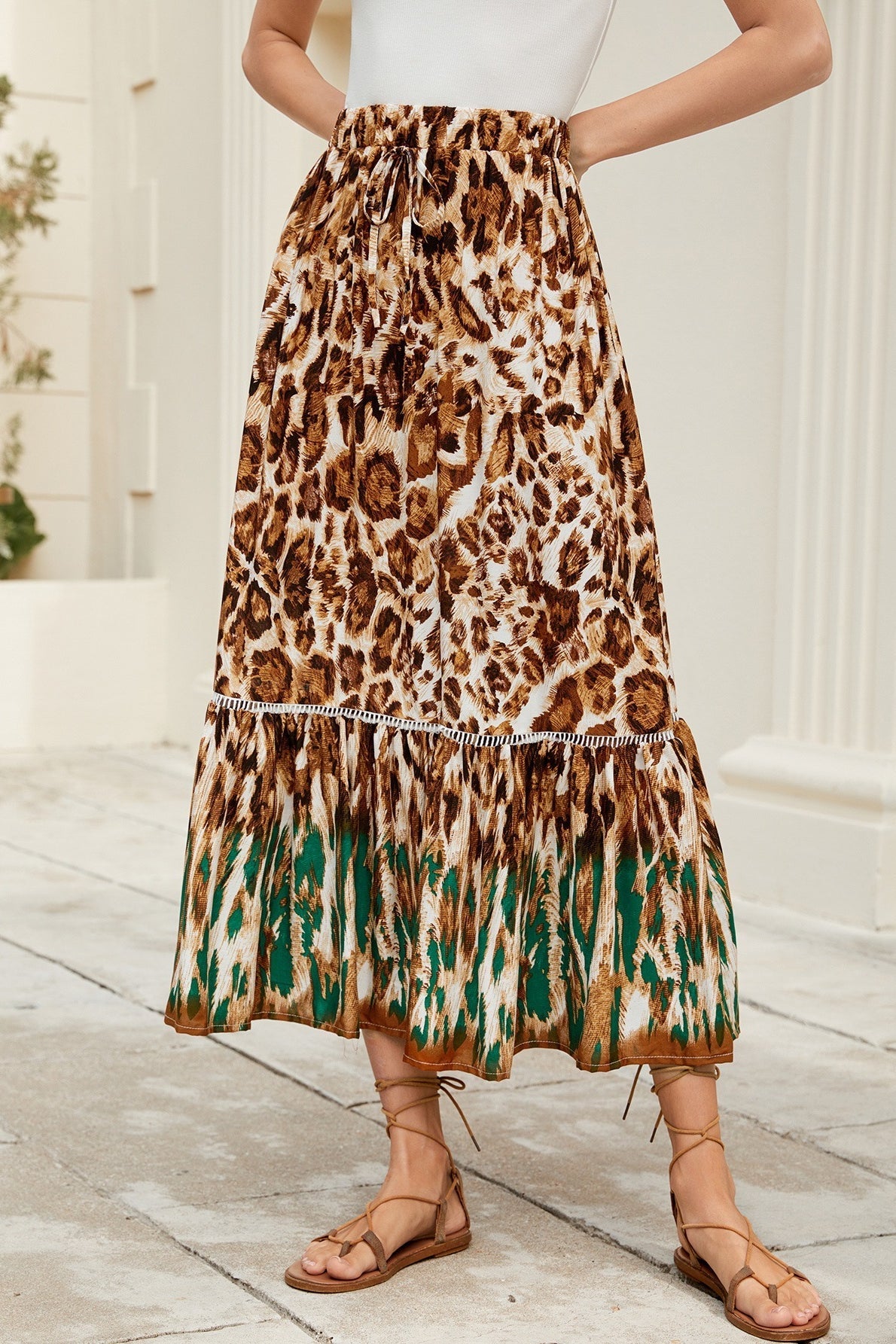 SOERA Celeste Boho Ruffle Floral Maxi Skirt - Skirt - XL