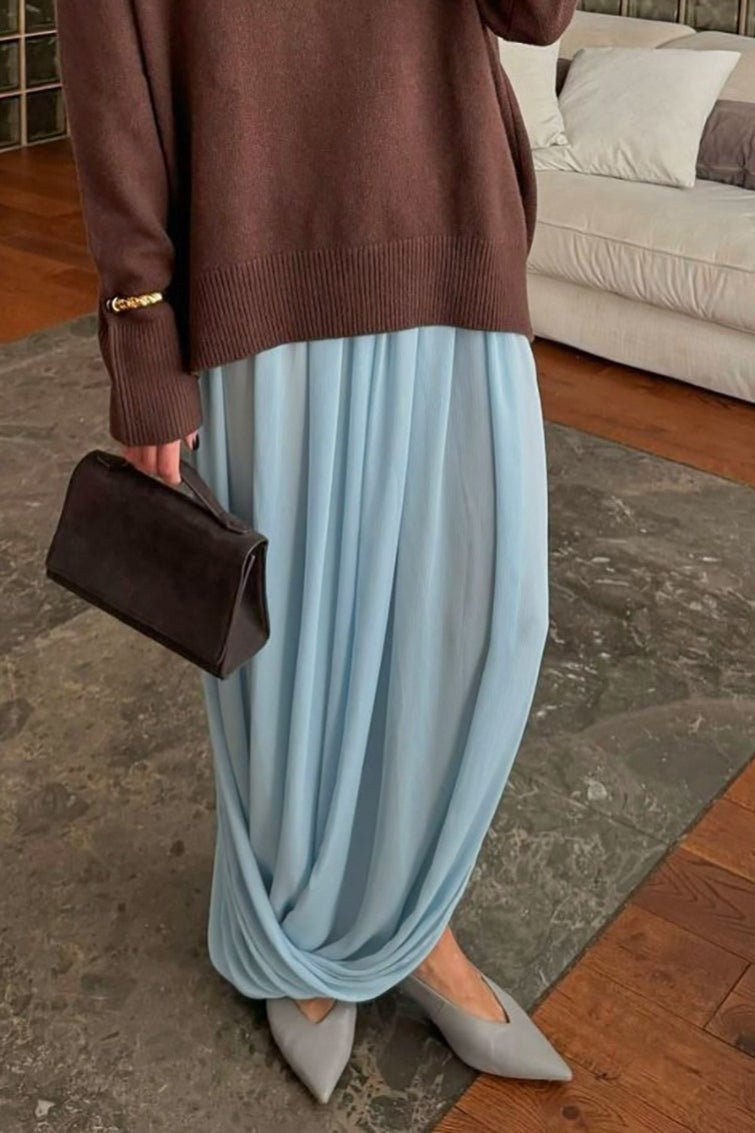 SOERA Celeste Chiffon Flowing Maxi Skirt - Skirt - Blue L