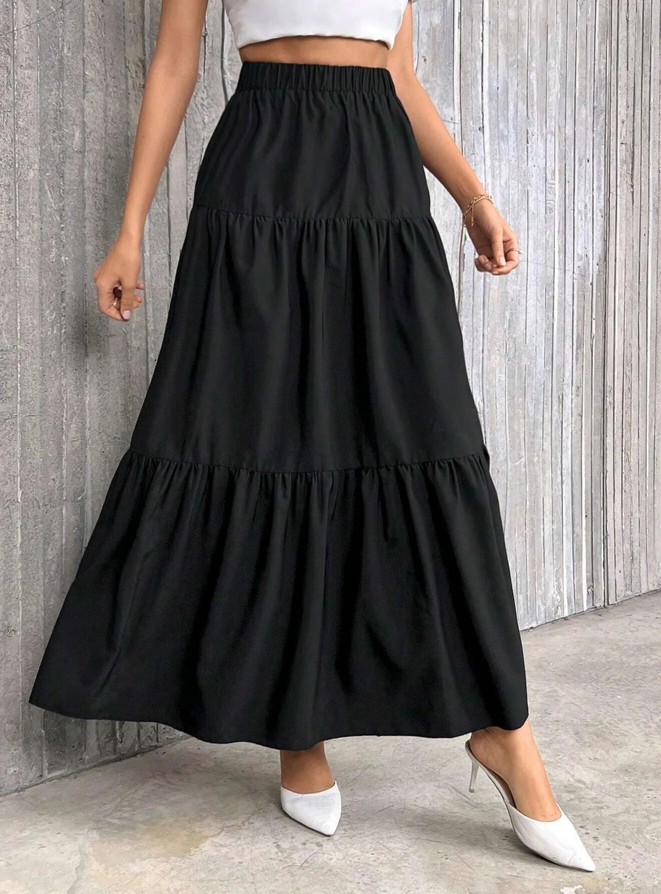 SOERA Idalia High Waist Flounce Hem A - Line Skirt - Skirt - Black S