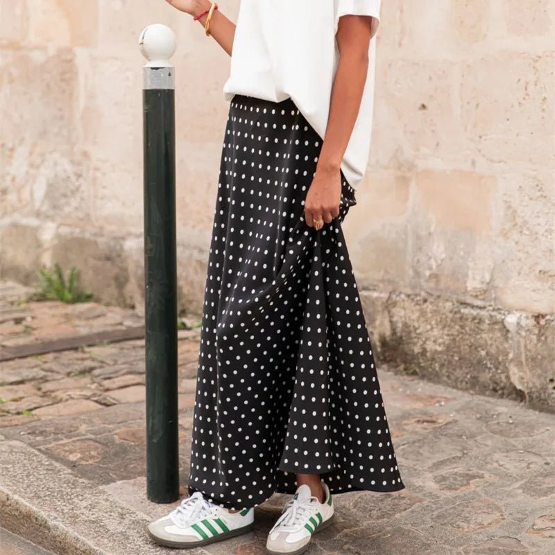 SOERA Beatrice Polka Dot Satin Maxi Skirt - Skirts - Coffee S