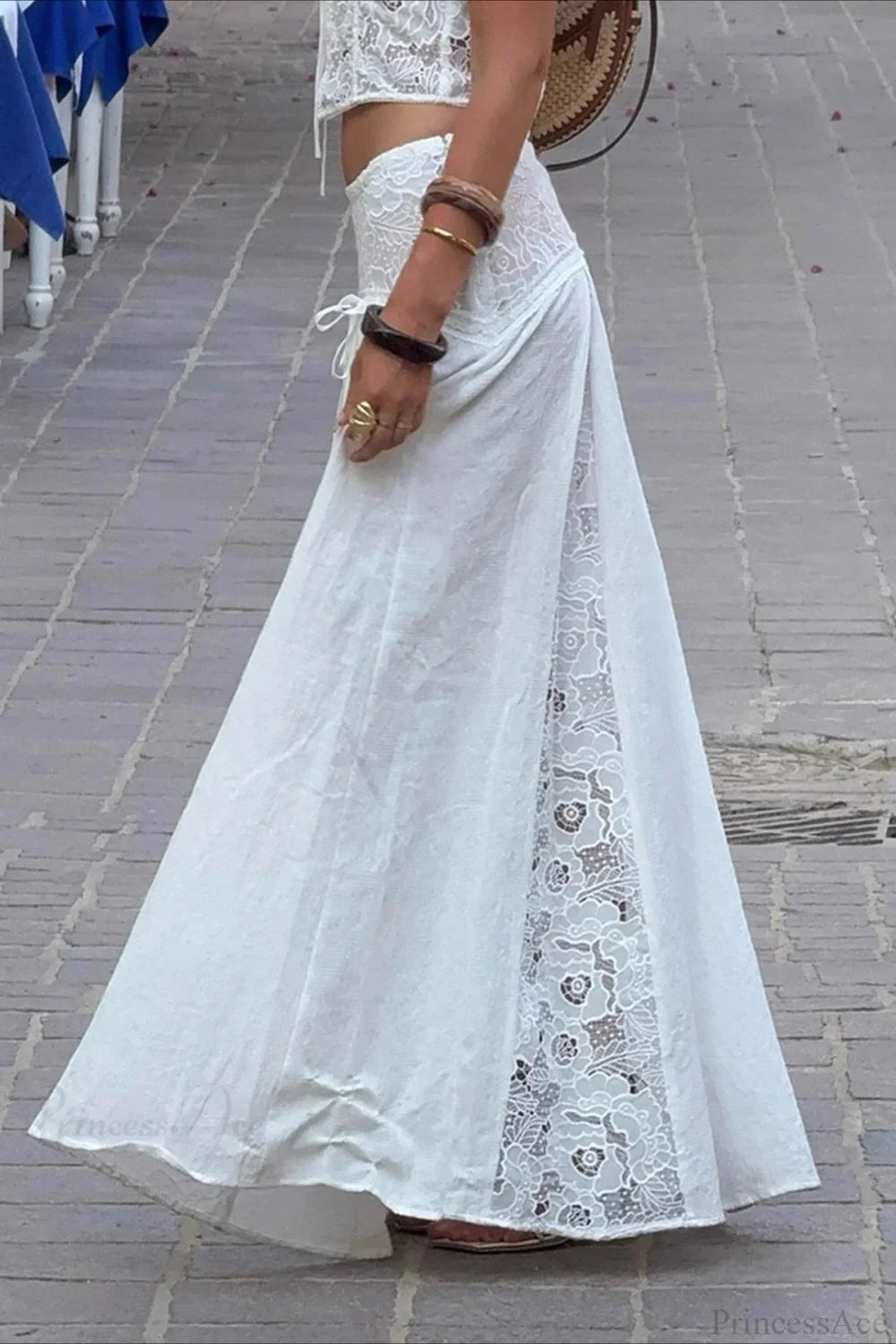 SOERA Celeste Boho Lace Patchwork Maxi Skirt - Skirts - White S
